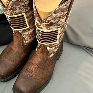 Ariat Brown Western Boots with Distressed Leather
